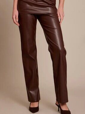 Pretty Little Thing Brown Faux Leather Pants - Size 4